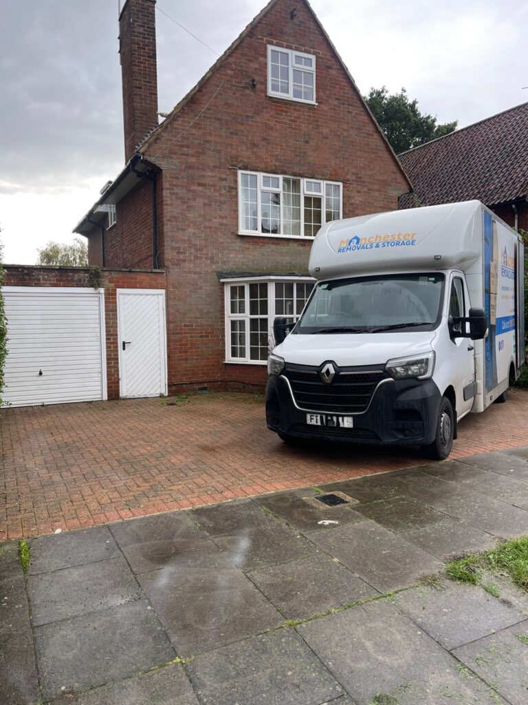 Removals Vehicle Outside House in Chorlton - Manchester Removals & Storage