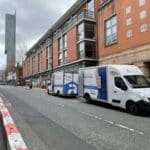 Removals vans near Beetham Tower