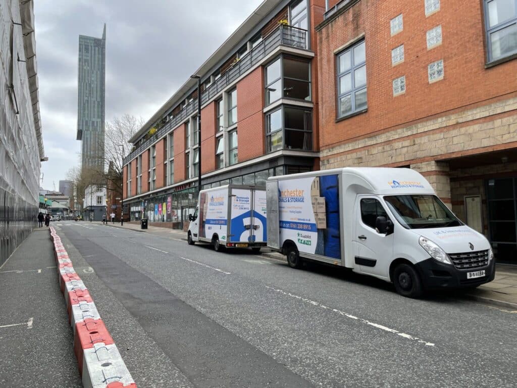 Our Vans Outside Apartment in Manchester - Manchester Removals & Storage