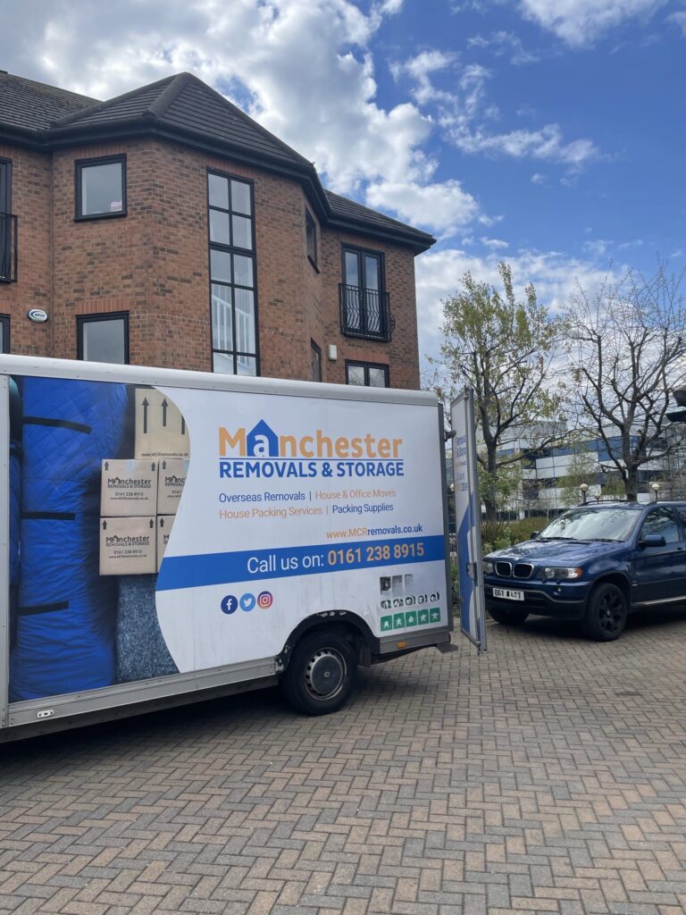 Removals Truck Outside House in Salford Quays - Manchester Removals & Storage