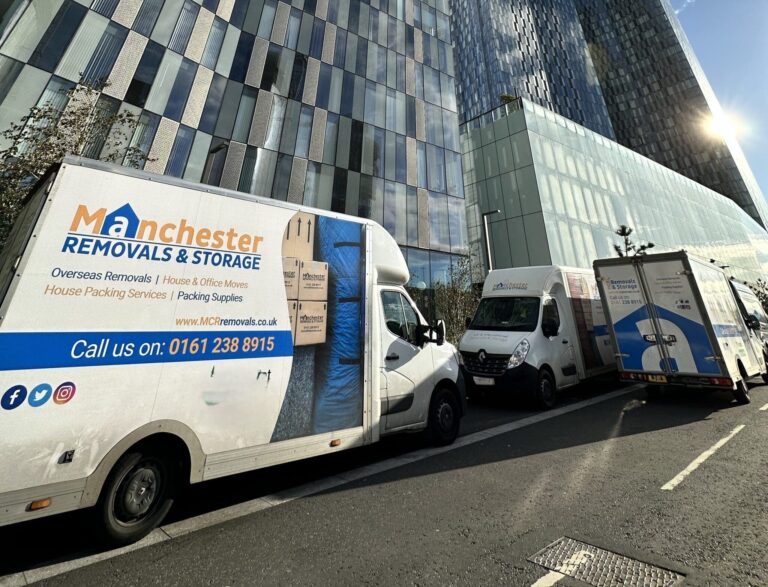 Removals Vans Outside Deansgate Towers | Removals Vans Outside Deansgate Towers | Manchester Removals & Storage